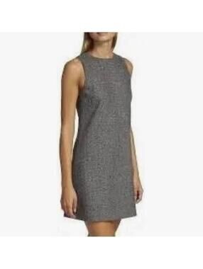 THEORY Women’s Linen Blend Abbot Herringbone Sleeveless Shift Dress In Blk-6